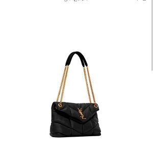 YSL small Lou leather puffer bag in black Nappa